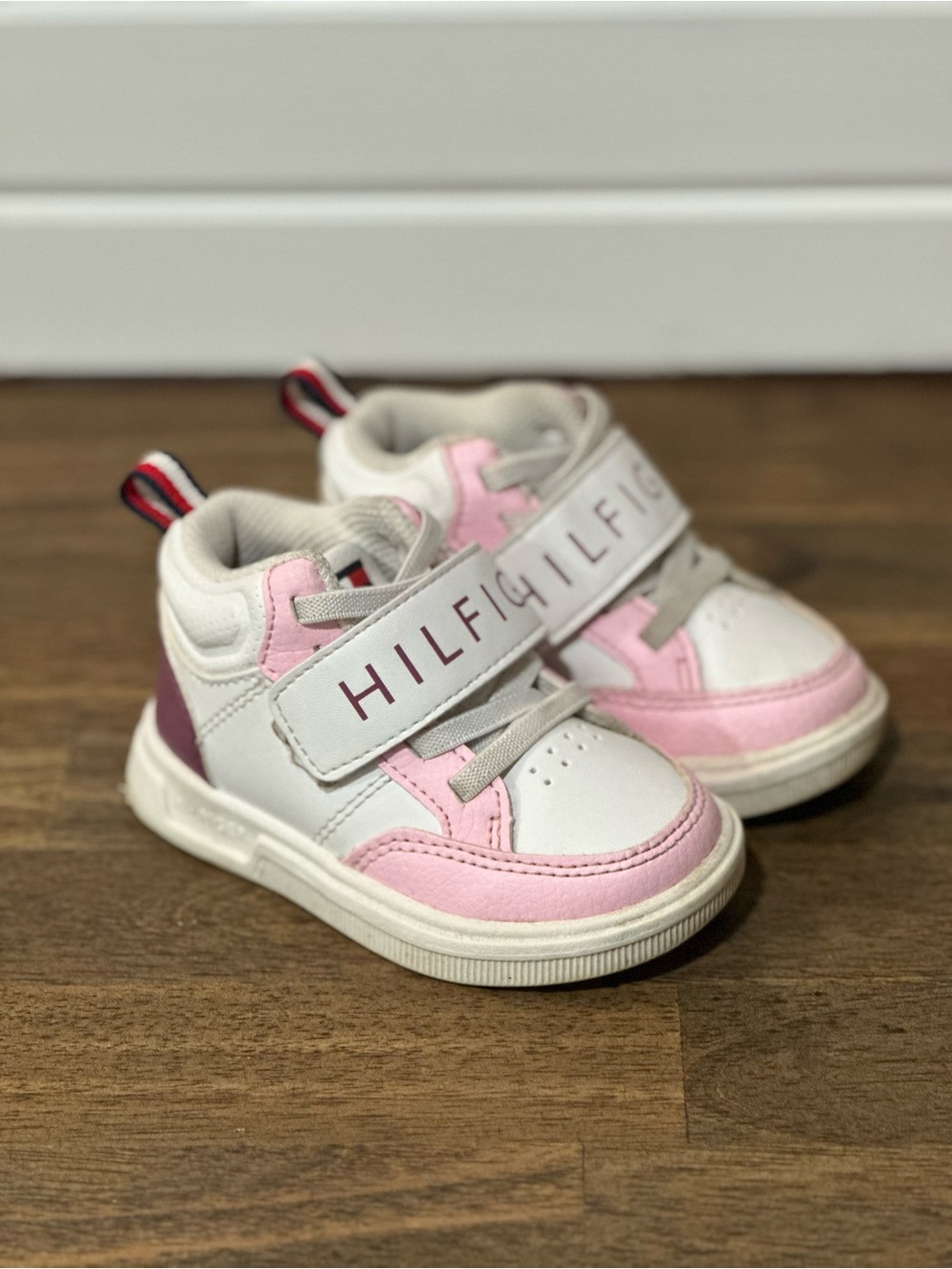 Tommy Hilfiger Kids White, Pink & Burgundy High-Top Sneakers